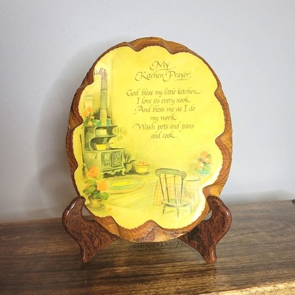 My Kitchen Prayer Plaque Wooden Oval Glazed Finish Vintage - Picture 2 of 6